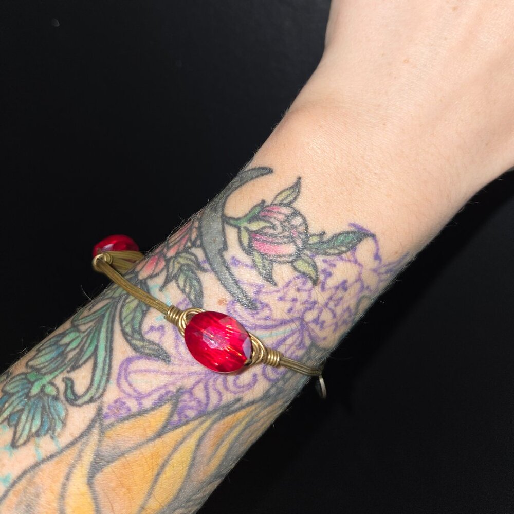 Bourbon and Bowties Red Sparkly Gem Bangle Bracelet
